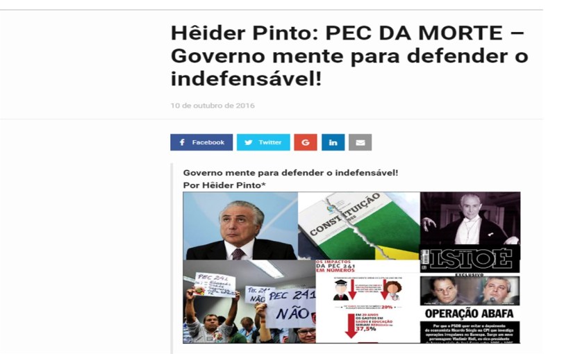Governo mente para defender o indefensável: o teto de&nbsp;gastos.