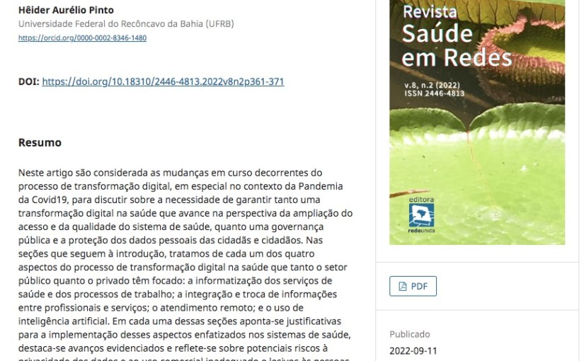 Por uma transformação digital que assegure o direito à saúde e à proteção de dados&nbsp;pessoais